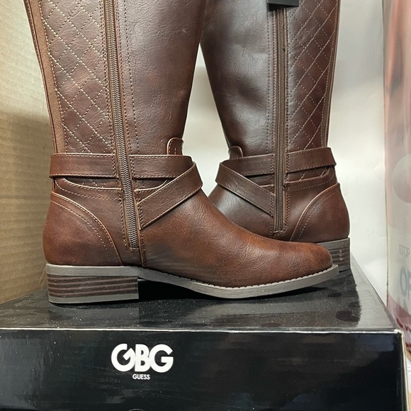 G by Guess Women's Shoes Haydin Leather Almond Toe Knee High Fashion Boots Brown - Picture 15 of 16